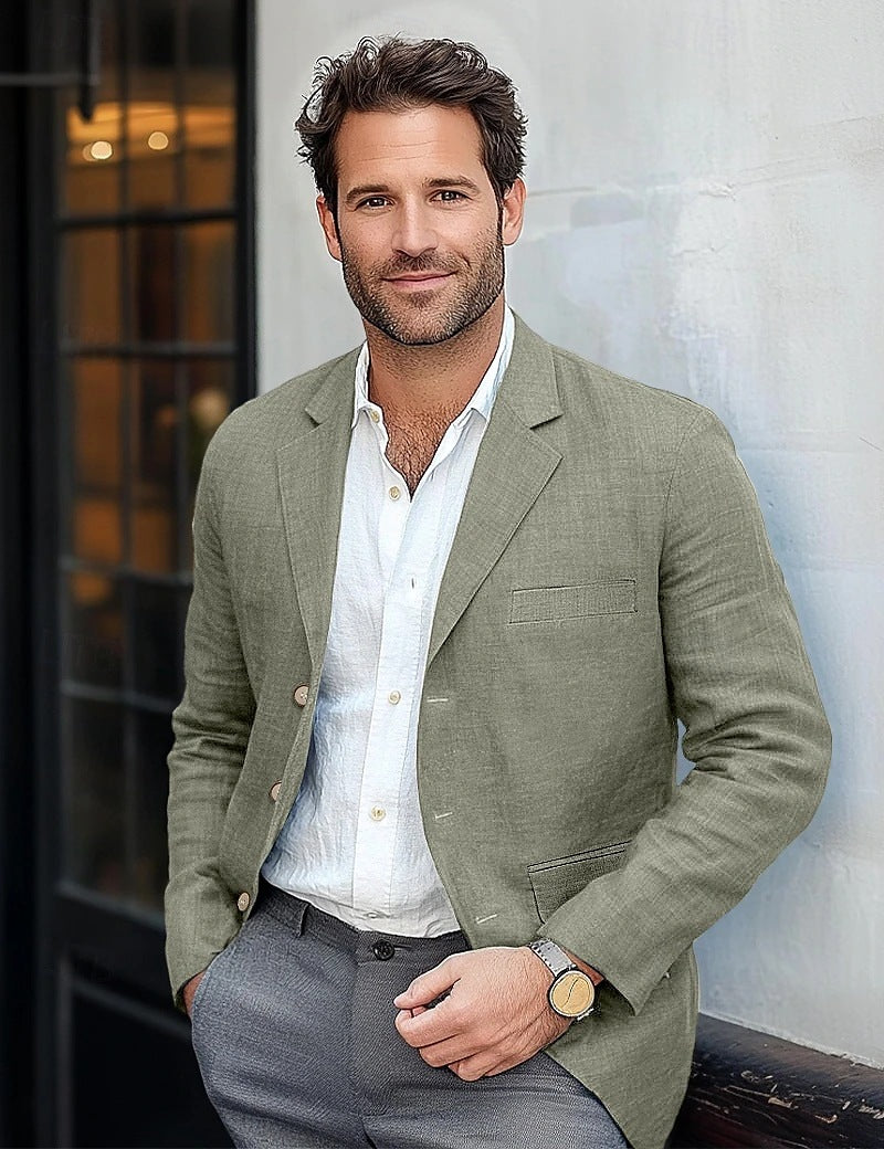 Blazer en lin pour homme, coupe moderne et ajustée, idéal pour l'été