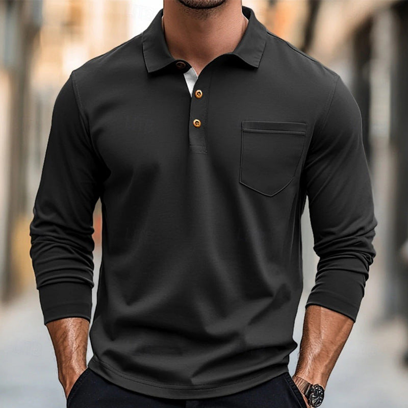 Polo à manches longues Slim Fit en coton élégant