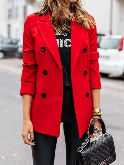 Blazer cintré élégant à double boutonnage pour femme