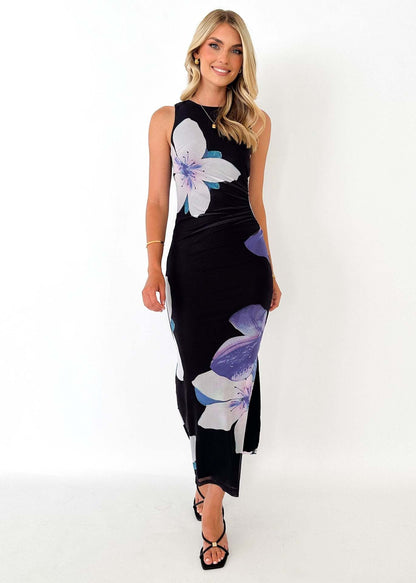 Robe élégante pour femme motif aquarelle longue