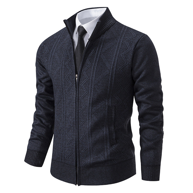 Cardigan torsadé pour homme col montant design moderne