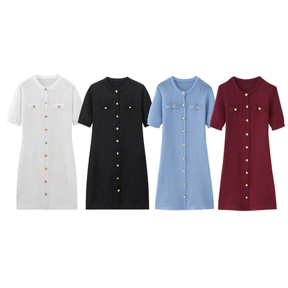 Robe pull femme élégante à manches courtes