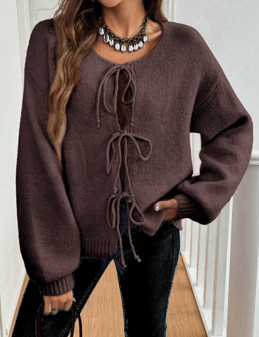 Pull en maille pour femme Doux Ample Détails à nouer