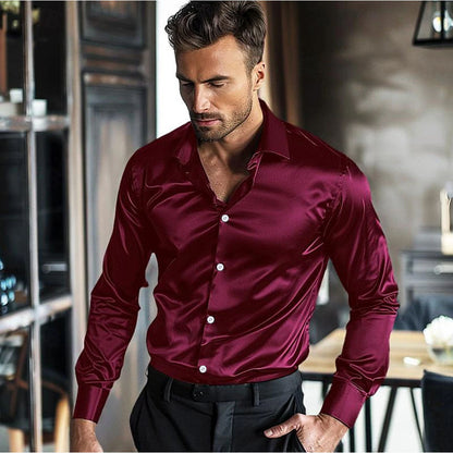 Chemise élégante pour homme manches longues qualité satin