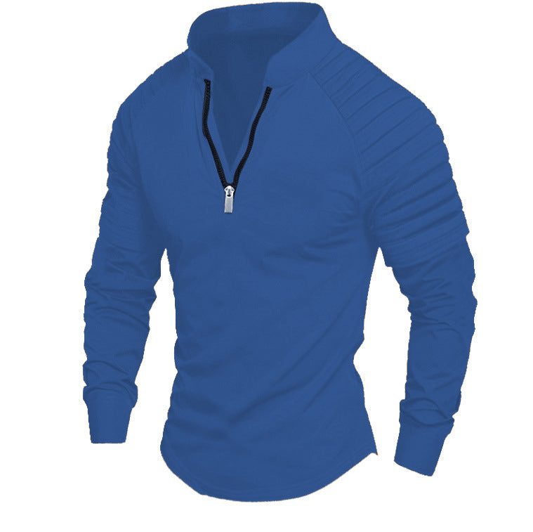 T-shirt à manches longues pour hommes, sportif, fonctionnel, avec fermeture éclair