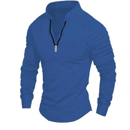 T-shirt à manches longues pour hommes, sportif, fonctionnel, avec fermeture éclair