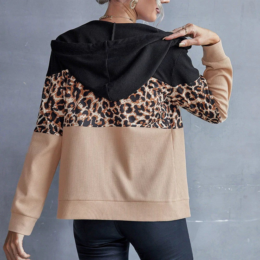Kapuzenpullover Oversized Patchwork Design Reißverschluss - IdealeKleiden