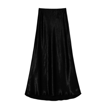 Jupe longue femme élégante en satin de viscose, robe de luxe