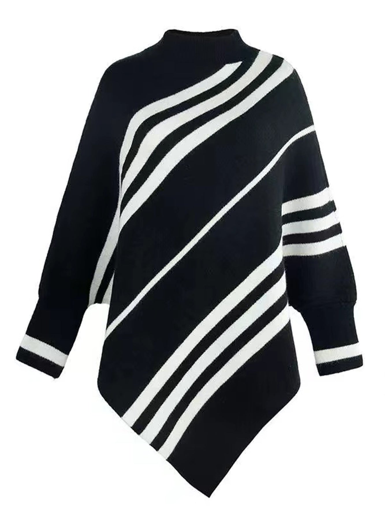 Poncho à rayures design moderne pour femme