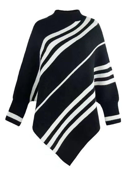 Poncho à rayures design moderne pour femme