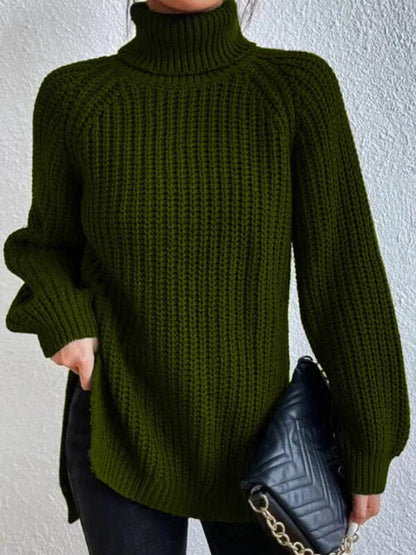 Pull tricoté pour femme col montant motif nid d'abeille élégant