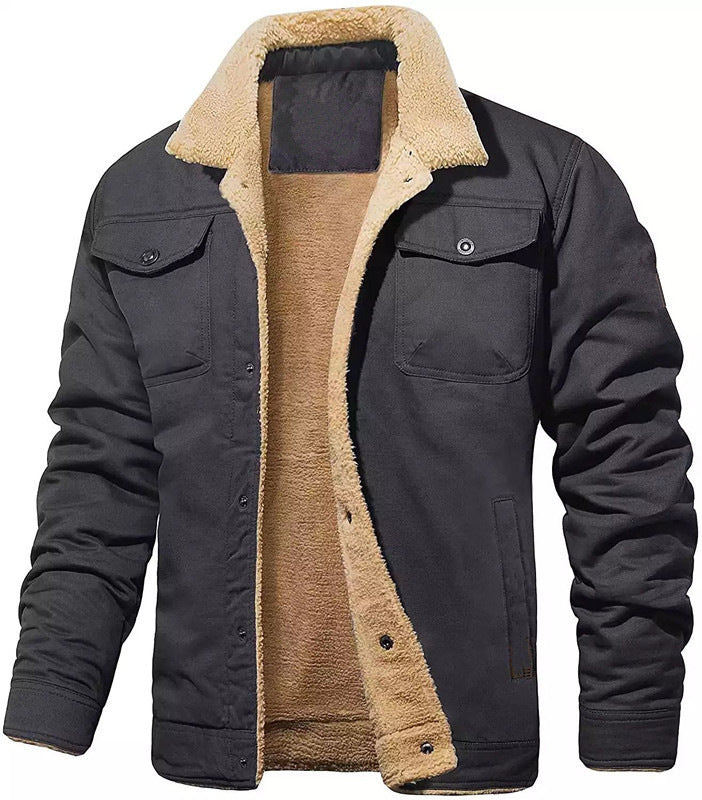 Veste d'extérieur pour homme chaude et isolée avec col rabattu