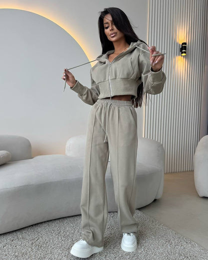 Ensemble sweat à capuche de sport pour femme Coupe ample Élastique