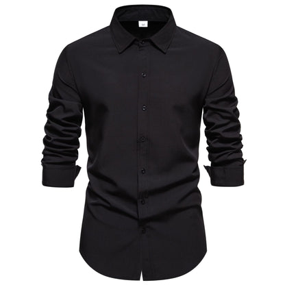 Chemise homme manches longues en coton coupe moderne