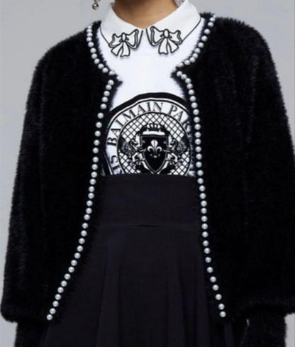 Cardigan ample et doux pour femme avec boutons en perles