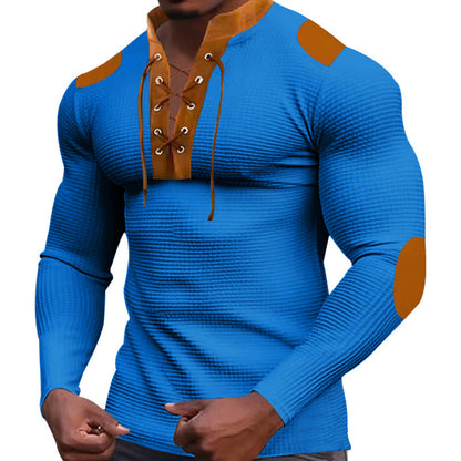 T-shirt à manches longues structuré pour homme, avec design à lacets moderne