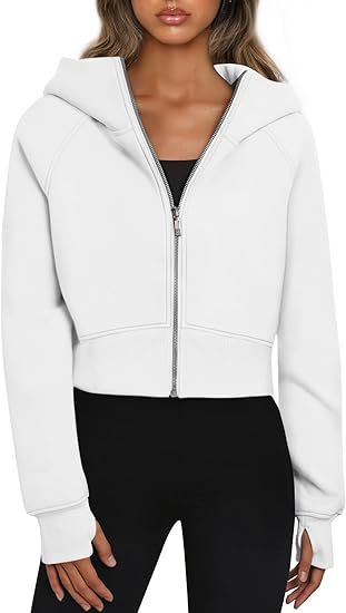 Sweat à capuche court zippé sportif pour femmes