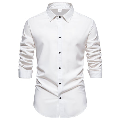 Chemise homme manches longues en coton coupe moderne