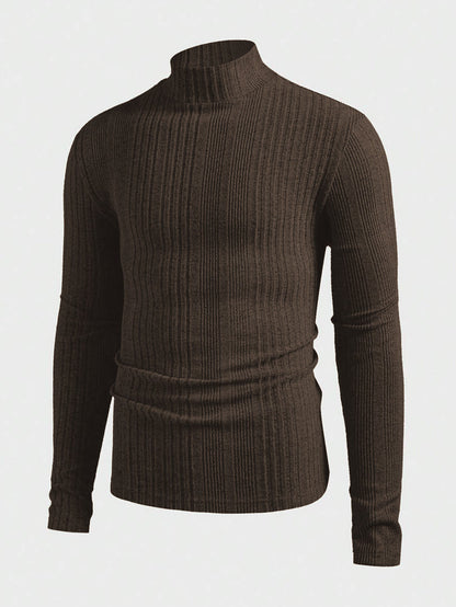 Pull homme tricot col montant effet côtelé