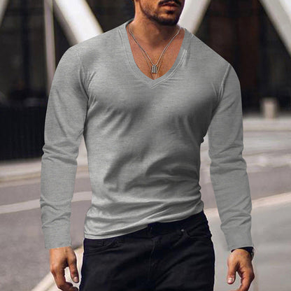 T-shirt manches longues homme Col V Confort Coton