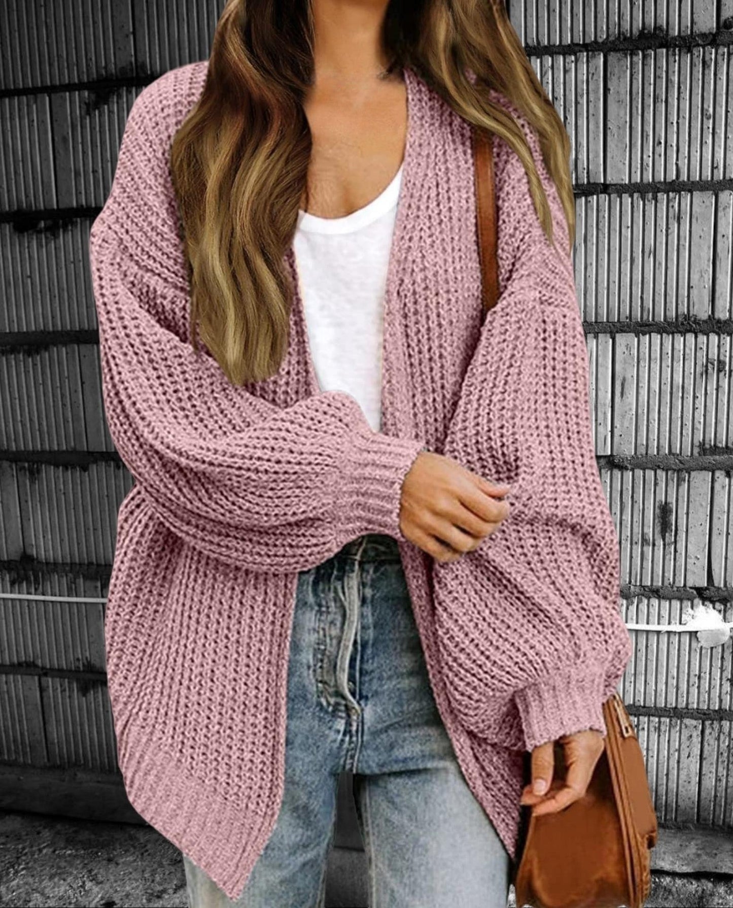 Cardigan oversize ouvert en grosse maille
