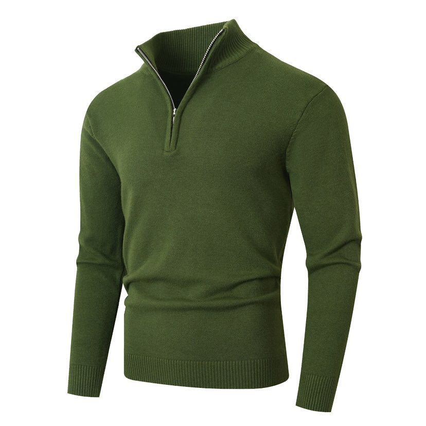 Pull pour homme, moderne, à demi-fermeture éclair, tissu structuré