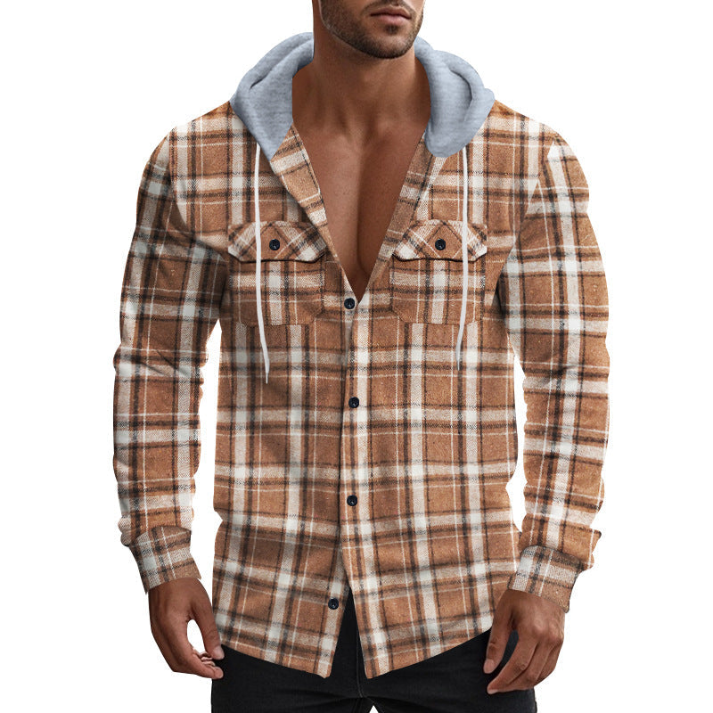 Herren Hoodie Karo Muster Sportlich - IdealeKleiden
