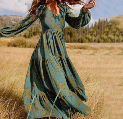 Robe bohème femme fleurie élégante longue