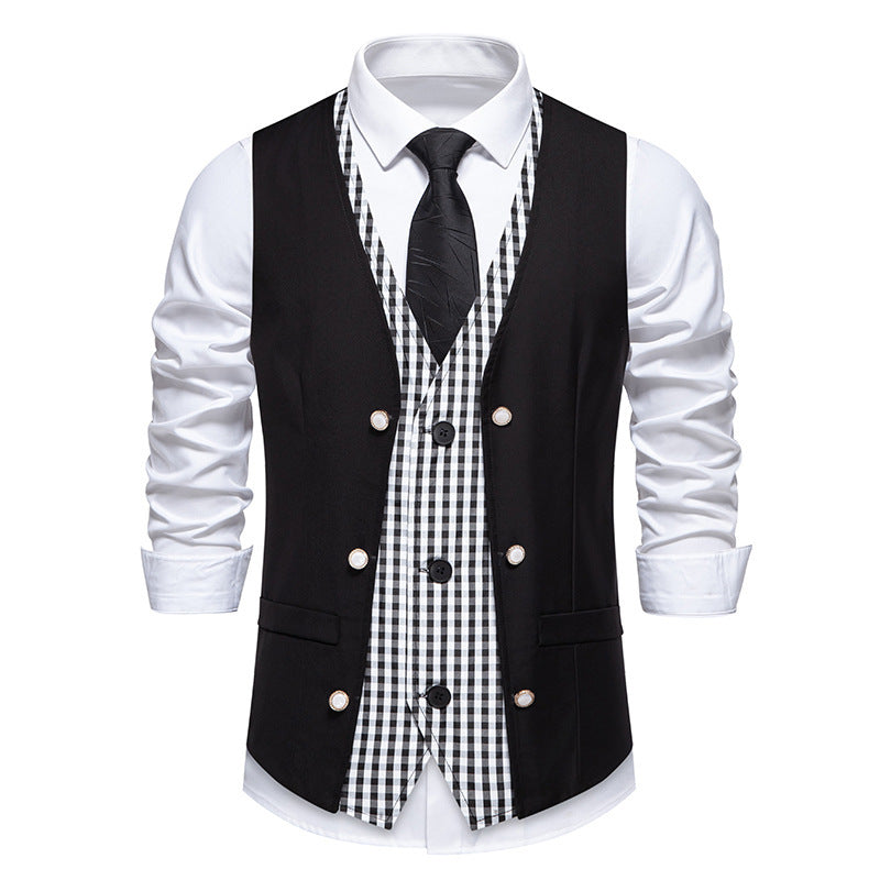 Gilet Homme Élégant Carreaux Moderne