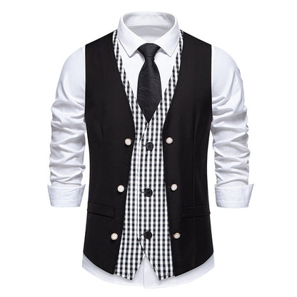 Gilet Homme Élégant Carreaux Moderne