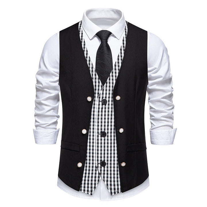 Gilet Homme Élégant Carreaux Moderne