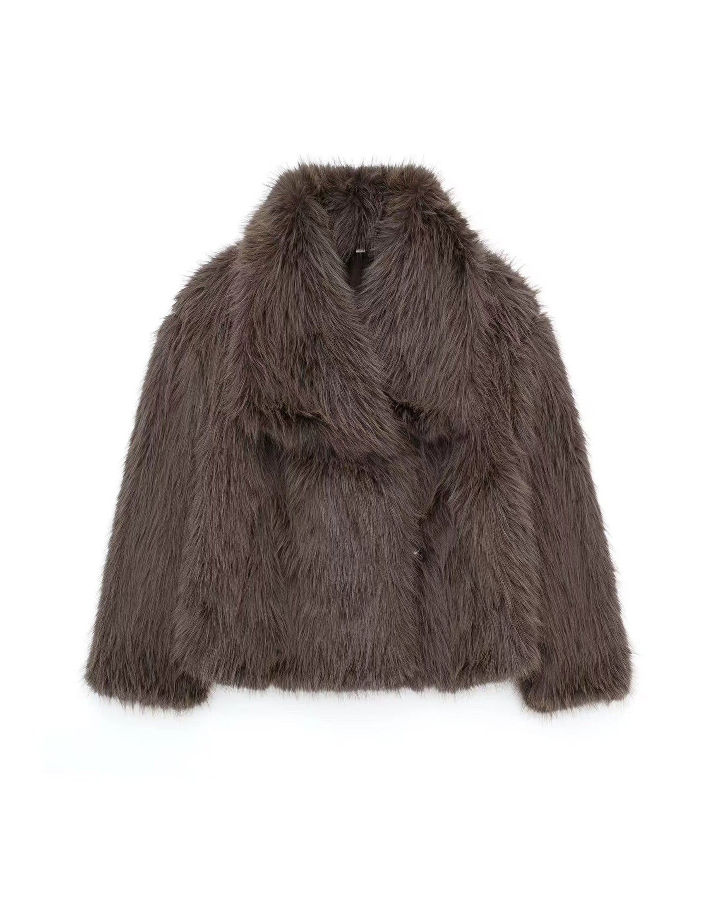 Veste en peluche douce Coupe courte Grand revers