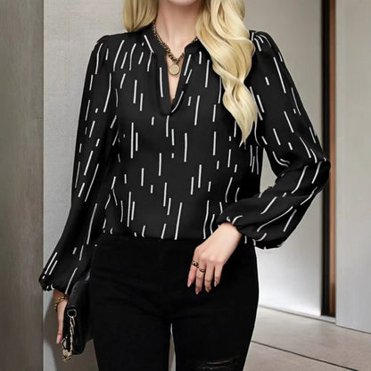 Damen Bluse Streifenmuster Elegantes Oberteil - IdealeKleiden
