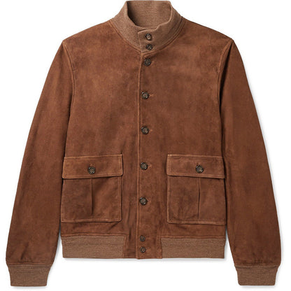 Blouson en cuir pour homme style motard avec poches et col montant