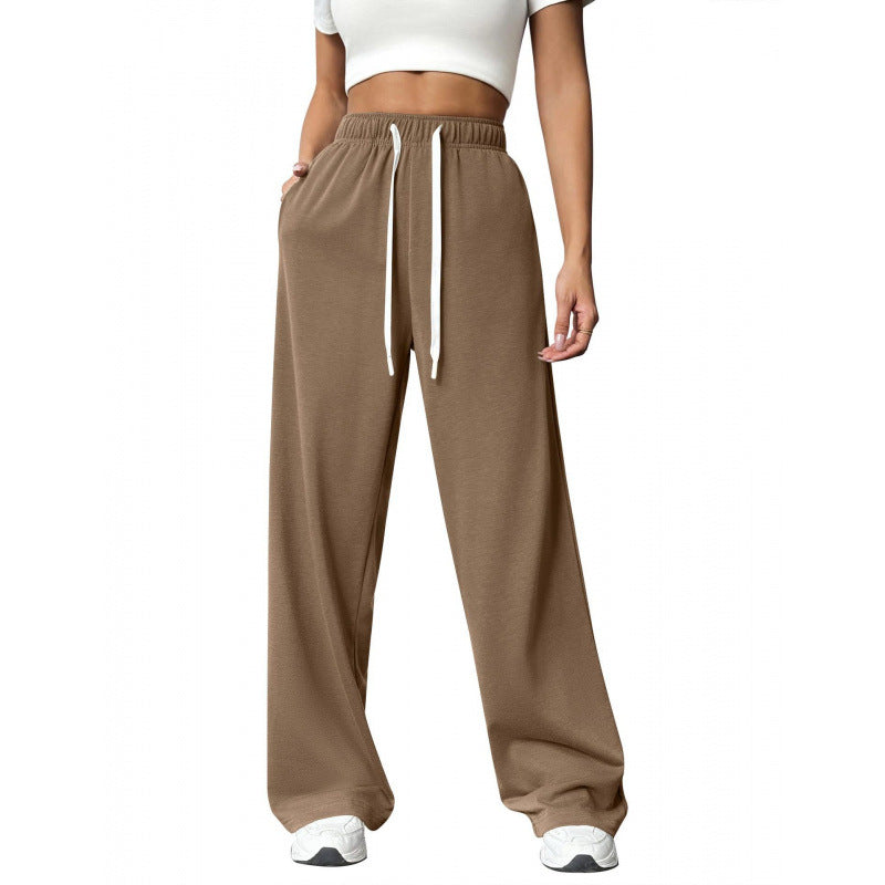 Pantalon décontracté femme Confortable Élastique Coupe large