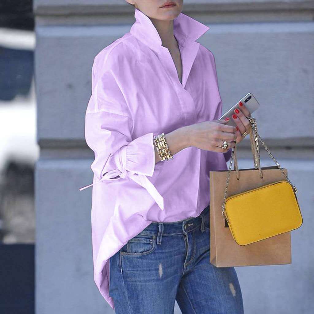 Chemisier oversize en dentelle avec cravate et manches pour femme