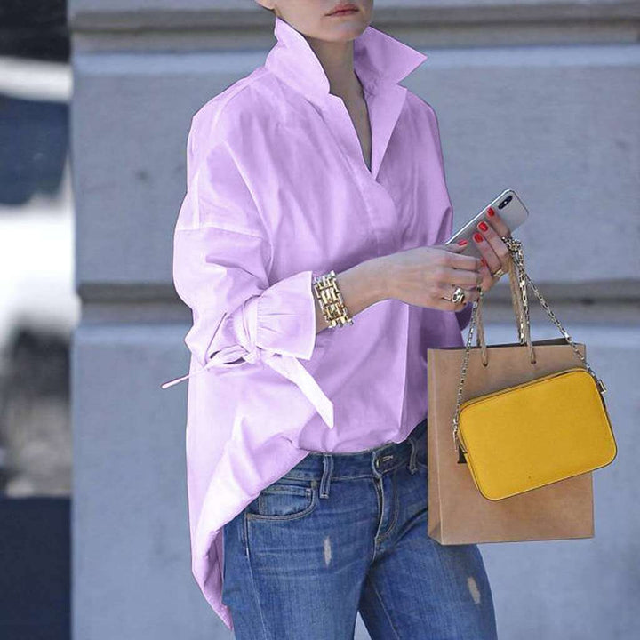 Chemisier oversize en dentelle avec cravate et manches pour femme