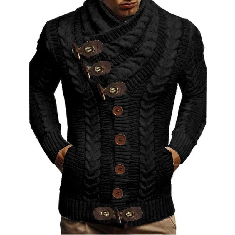 Gilet en grosse maille pour hommes, boutons modernes