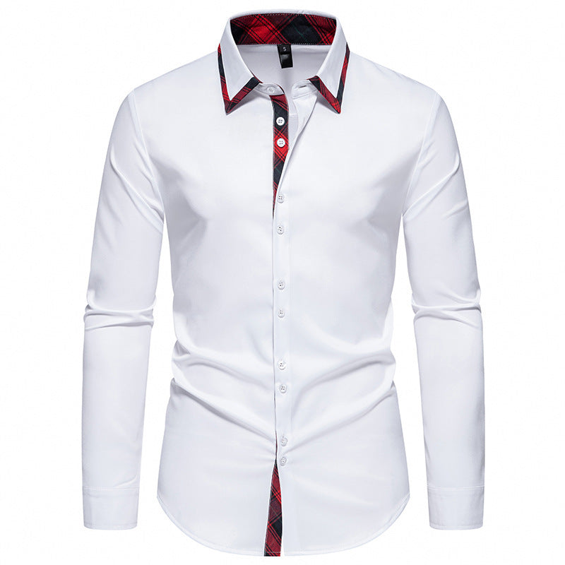 Chemise homme élégante manches longues col contrastant