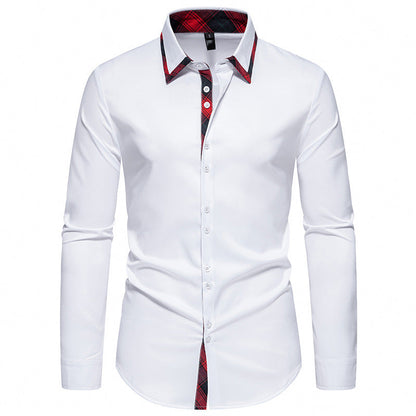 Chemise homme élégante manches longues col contrastant