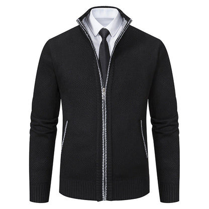 Cardigan Homme Élégant Col Montant Fermeture Éclair