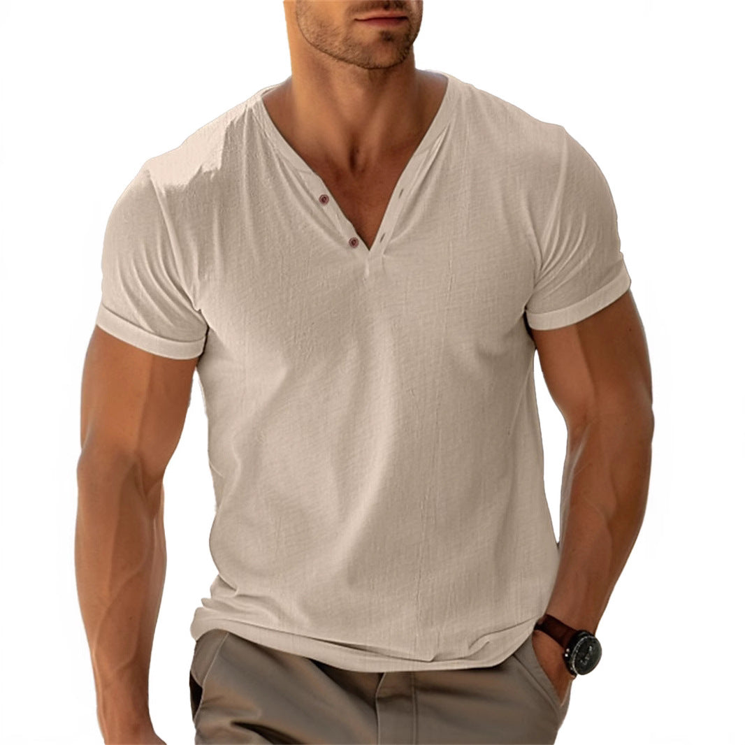 T-shirt Henley léger pour hommes Confortable Respirant