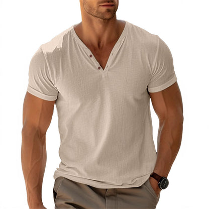 T-shirt Henley léger pour hommes Confortable Respirant