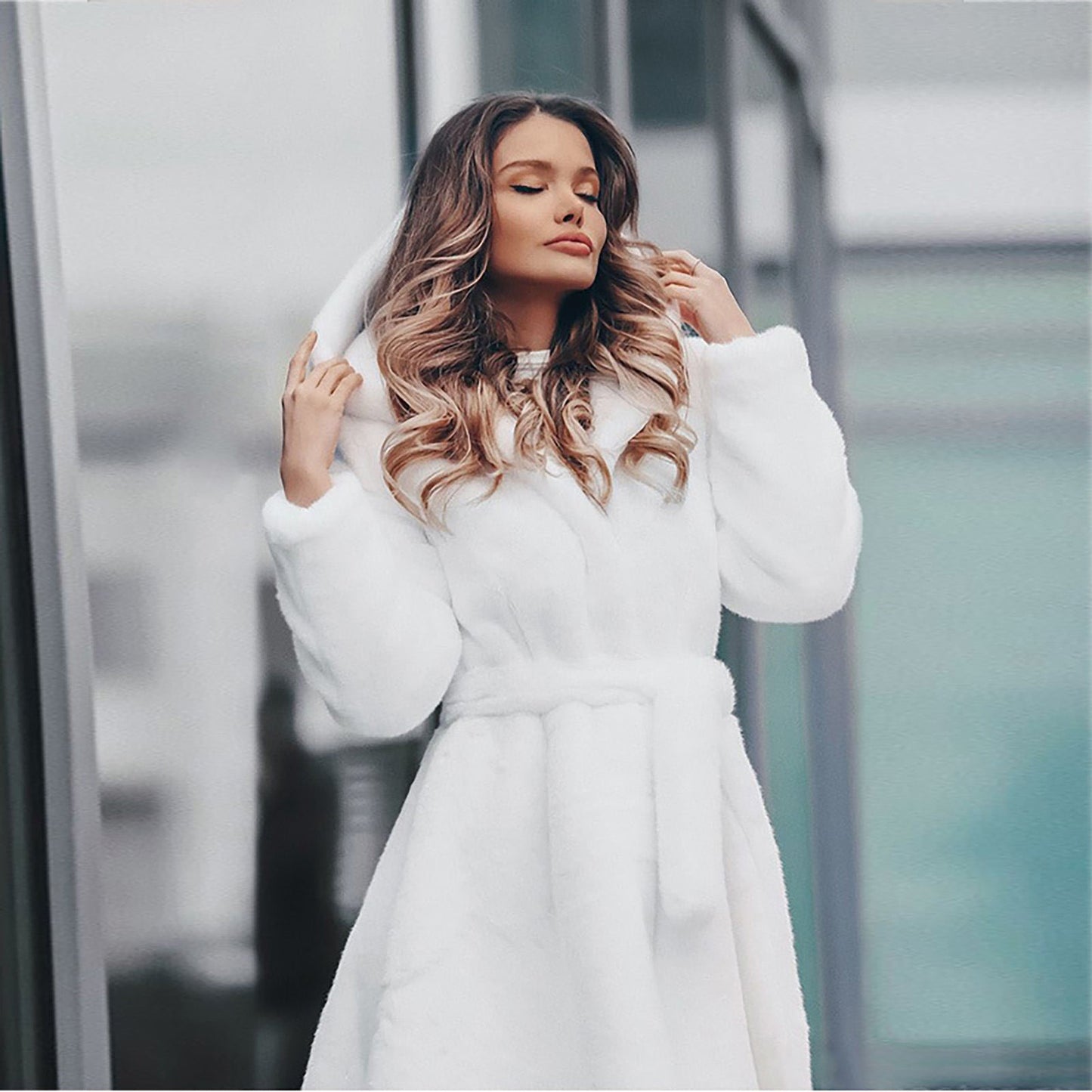 Manteau d'hiver long pour femme avec capuche, parka, fausse fourrure, ceinture