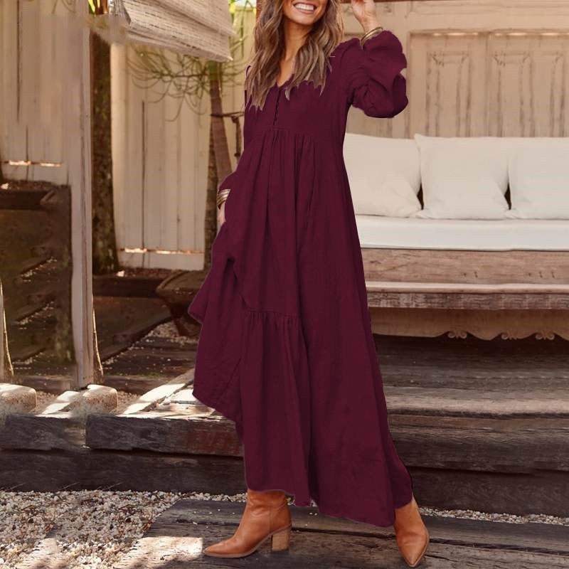 Robe longue élégante pour femme avec jupe volumineuse