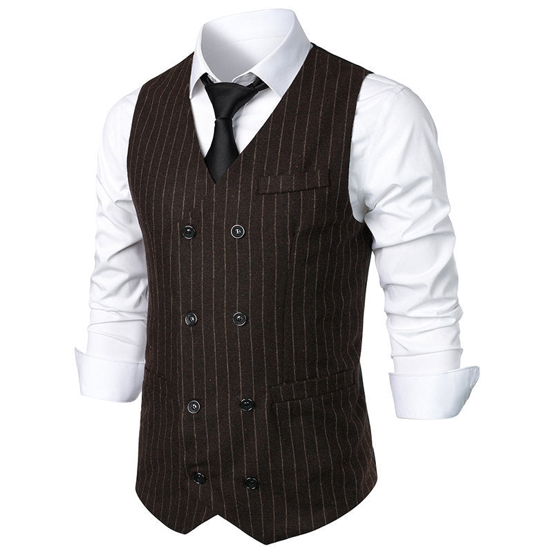 Gilet de costume homme classique à rayures avec poches