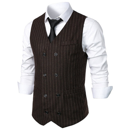 Gilet de costume homme classique à rayures avec poches