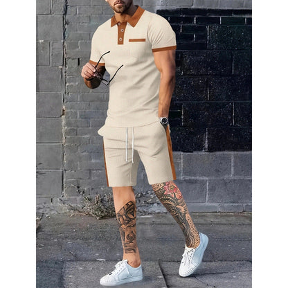 Ensemble polo et short homme design contrasté sportif