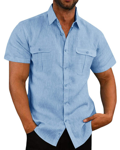 Chemise homme manches courtes pratique avec poche poitrine