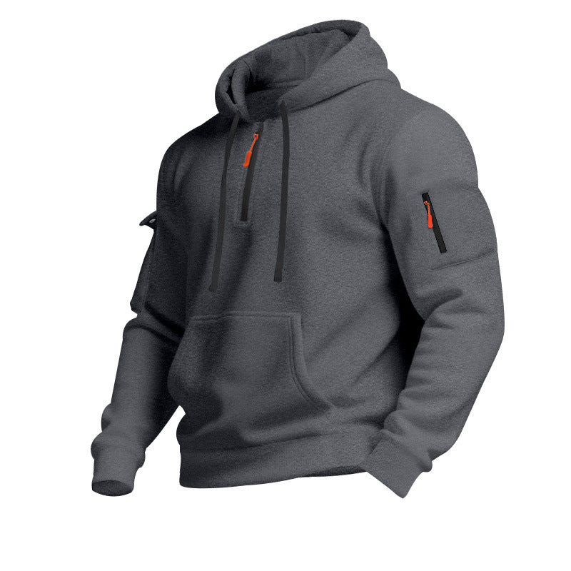 Sweat-shirt sport homme capuche fermeture éclair poches